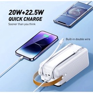 60000mAh Power Bank 20W 22.5W Built In Cable Fast Charging USB TypeC lightning LED Display 80000mAh