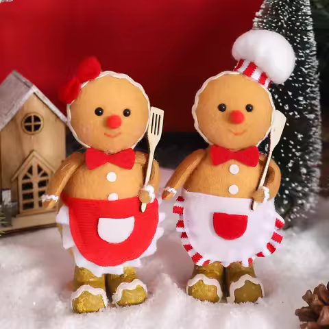 Plush Gingerbread Dolls Gingerbread Sitter Chef Gingerbread Man Christmas Ornaments For New Year Par