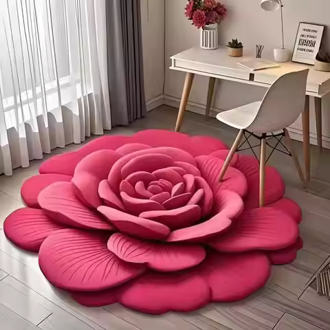 3D Fresh Flower Pattern Door Mats Alien Dirt-resistant Floral Plush & Diatomaceous Earth Floor Mat B