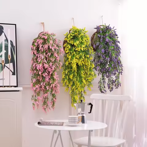Artificial Plant Hanging Giant Flowers Lavender Vine Decorative Fake Plant Wedding Decor Balcony Gar
