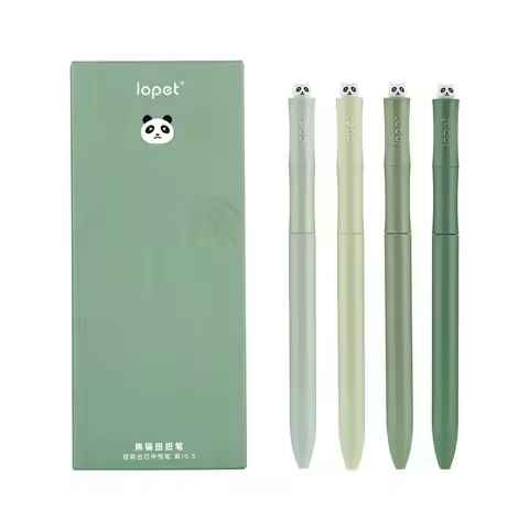 Lopet Kawaii Gel Pens 4pcs Rotating Twist Pen Signature Canetas Panda Cute Black Ink Brush Pens Scho