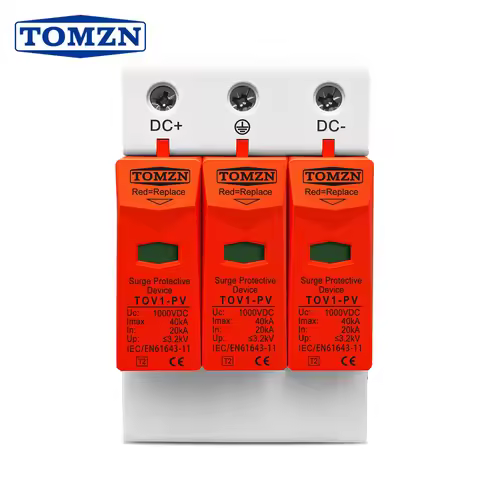 TOMZN SPD 3P DC TOV1-PV 1000V 1200V 10kA-20kA 20KA-40KA House Surge Protector Protective Low-voltage