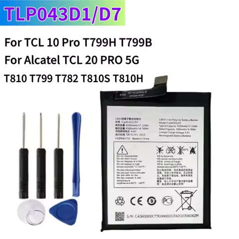 New 4500mAh TLP043D1 TLP043D7 Battery for TCL 10 Pro T799H T799B For Alcatel TCL 20 PRO 5G T810 T799