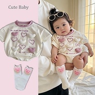 Newborn Baby Girls Jumpsuit  summer short-sleeve Cotton  Super cute heart pattern onesie0-24M