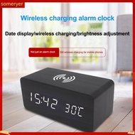 someryer|  Adjustable Volume Digital Alarm Clock with Wireless Charger Wireless Rechargeable Led Digital Alarm Clock with Adjustable Volume and Snooze Function Clear Led Numbers