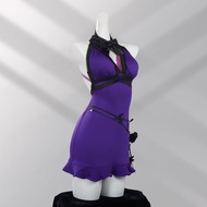 Final Fantasy VII Tifa Cosplay Costume - Full Set Purple Dress