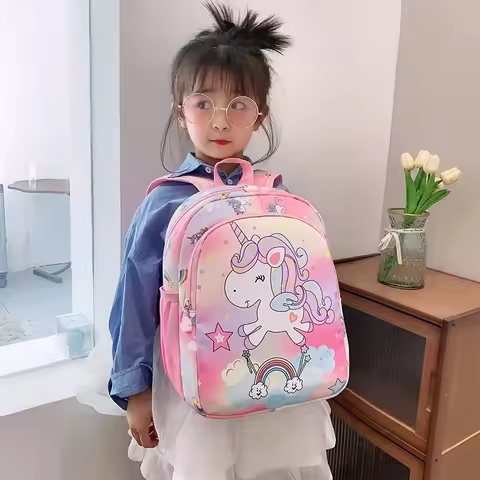 Kindergarten Students Schoolbag Cartoon Cute Unicorn Girl Backpack Fashion Foreign Trade Large Capac