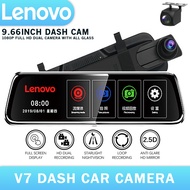 BYC LENOVO V7 plus car dashcam 9.66 streaming rearview mirror recorder 1080p+1080P dvr dash cam