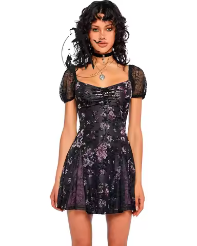 Obsession Nikki Freeman Costume Purple Floral Mini Dress Halloween Cosplay,Nikki Freeman ending look