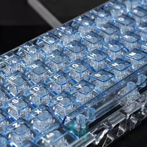 Transparent Broken Ice Blue Keycap Set PC Pad Printing Custom Keycaps for Mechanical Keyboard Caps M
