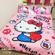 台灣製 台灣直送✈️ Kitty床單 MIT床笠 枕頭套 被套 枕頭袋 被袋 Hello Kitty 閃亮俱樂部 蘋果Kitty 三件套 四件套 單人床 雙人床 加大床 3尺半 5尺 6尺 台灣限定 