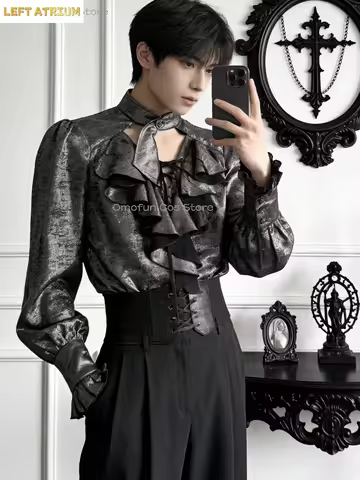 Jirai kei Ouji Male Style Subculture Gothic Shirt Prince Knight Outfit Top Gilded Marauder Long Slee