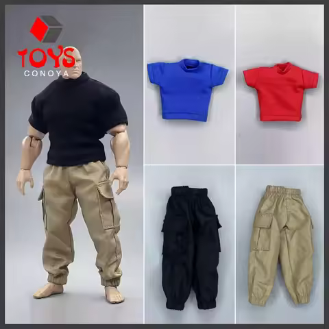MUFF TOYS AD01 1/12 Short Sleeve T-shirt Loose Tooling Legging Foot Pants Clothes Model Fit 6" Male 