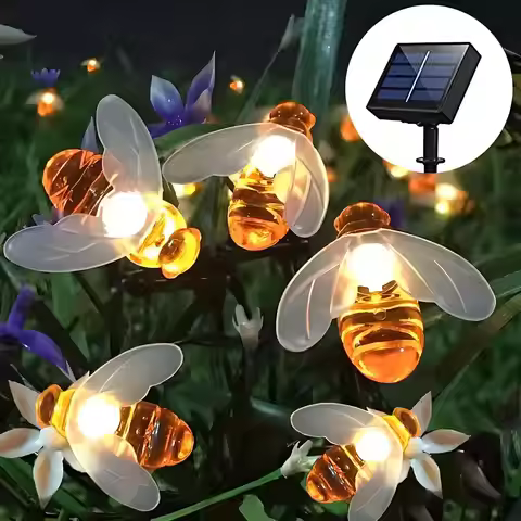 Solar Outdoor Light String, Bee Light, 8 Modes, Garden, Balcony, Outdoor Decoration - Holiday Decora
