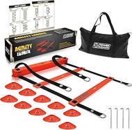 (Red) - Power Guidance Agility Ladder (5.8m) for Speed & Agility Trainning - with 12 Heavy Duty Plas
