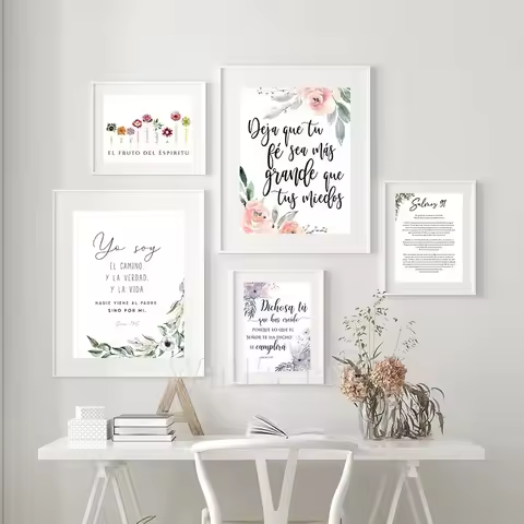 Spanish Bible Verse Quote Poster Verso De La Biblia Espanol Print Modern Scripture Wall Art Canvas P