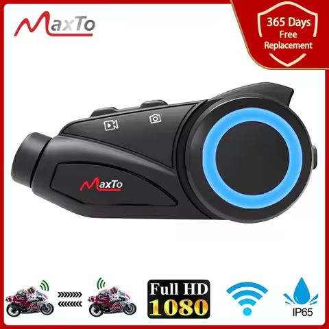 Maxto M3 Motorcycle Bluetooth Helmet Headset Intercom Waterproof Lens WiFi Video Recorder Universal 