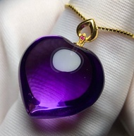 愛心紫吊墜 紫水晶 精緻飽滿 18k金扣頭 純天然 晶體干淨