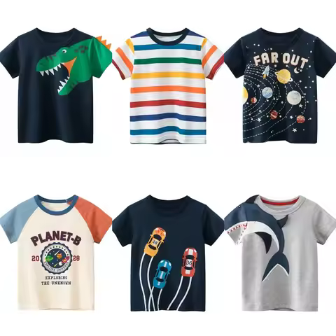 2 3 4 5 6 7 8 9 Years Boys Short Sleeve T-shirts Korean Version Kids Clothing Children Cotton Tees S