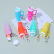 Fashion Gradual Color Cup Key Chains Exquisite Stanley Cup Shap Mini Lipstick Storage Box Backpak De