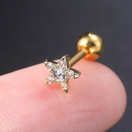 1pc Cartilage Piercing Ear Stainless Steel Earrings Gold Color Zircon Star Tragus Conch  Helix Daith