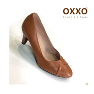OXXO รองเท้าคัทชู ผู้หญิง ทรงหัวแหลม สูง2.5นิ้ว ส้นเป็นแกนเหล็กด้านในแข็งแรงทนทาน ทำจากหนังพียู นิ่ม SM1015