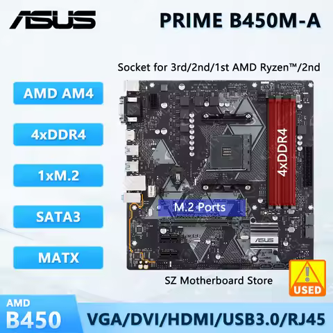 PRIME B450M-A Motherboard AMD B450 AM4 Socket Support Ryzen 5 5600X 5600 7 5800X3D 3 3300X 9 5900X C