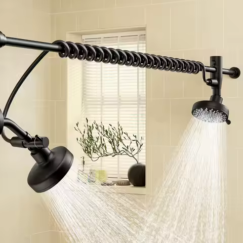 Tandem Shower Head For Couples, Dual Shower Head with Original Adjustable Slider, High Pressure Doub