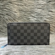 LV N63077 黑灰棋盤格紋 拉鍊 零錢 發財包 護照夾 支票夾 長夾 皮夾 男夾 錢包