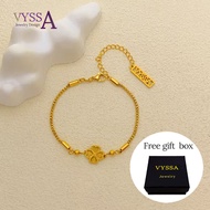 Four-leaf Clover Pattern Fine Bracelet Titanium Steel 750 Gold Waterproof Non-Fade Bracelet