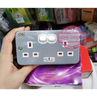 Double Switch Socket Metal Base 13A，heavy duty ，switch socket besi double