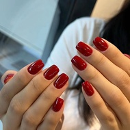 Wear Nail art short color new year student Nail red20250831