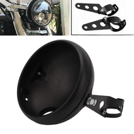 newlanrode Akozon Motorcycle Headlight Housing  7in Metal Bucket Mount Universal Headlamp For LED 38