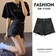 Denim Shorts High Waist Loose Wide Leg Small Man Ripped A-Line Hot Pants

