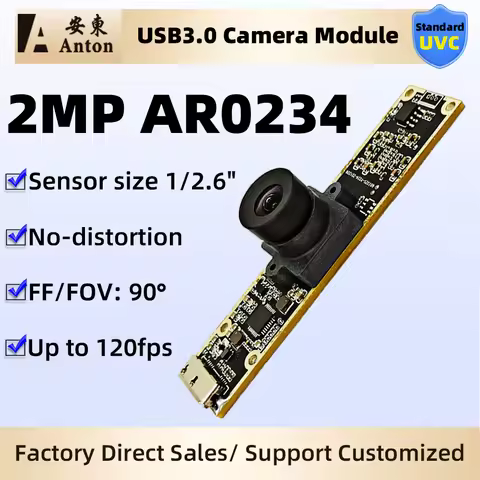 120FPS Global Shutter USB 3.0 Camera Module 2MP 1080P AR0234 cmos 90° FF Fixed Focus No-distortion M