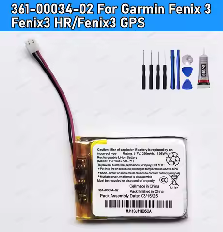 100% New High Quanlity 361-00034-02 Replacement Watch New Battery For Garmin Fenix 3 Fenix3 F3 HR GP