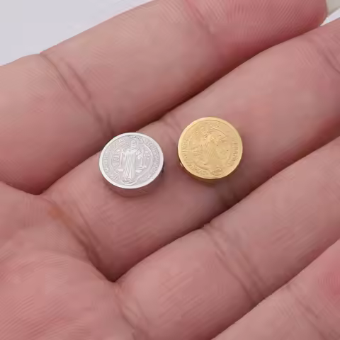 5pcs Stainless Steel San Benito Bead Charm For Jewelry Making Gold/Silver Color Metal St Benedict Cr