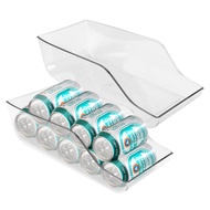 Beverage Can Dispenser Clear Refrigerator Drawer Organizer Plastic Fridge Storage Bin Container
