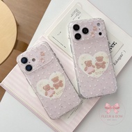 For iPhone 16 Pro Max Case TPU Bear Phone Case For iPhone 17 Pro Max 16 15 14 Cover 手机壳 Aesthetic Ko
