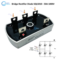 ไดโอด ไดโอดบริดจ์ 50A 1000V 5ขา Bridge rectifier diode รุ่น SQL 50-10 3 - phase rectifier Metal Case บริดไดโอด ไดโอดบริจ แหล่งจ่ายไฟดีซี อะไหล่ อิเล็กทรอนิกส์