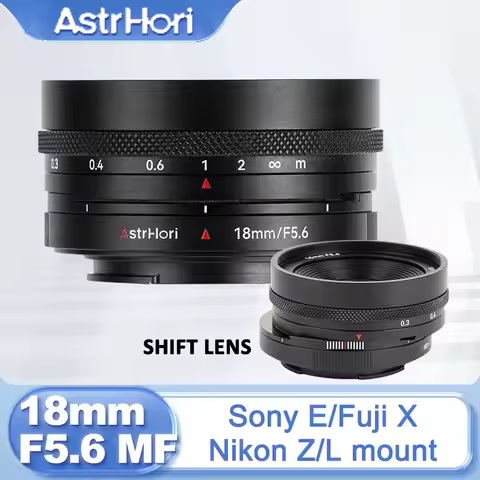 AstrHori 18mm F5.6 APS-C Wide Angle 360Β° Rotation Shift Lens for Nikon Z Z5 Sony E ZVE10 FX30 Fujifi