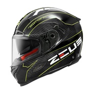 (READY STOCK MALAYSIA) ZEUS HELMET FULL FACE GJ1800 FULLY CARBON CLEAR CARBON AM8 FLUO YELLOW