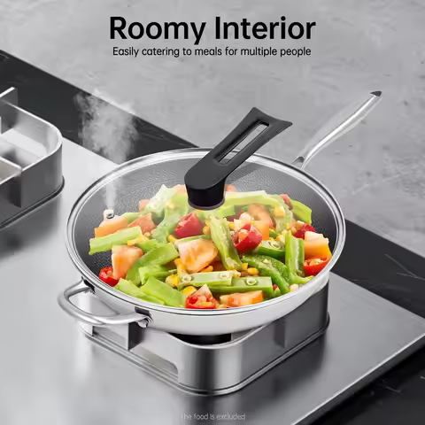 Modern Non Stick Electric Induction Gas Stoves Double Sided Honeycomb Cooking Frying Pan Wok Stainle