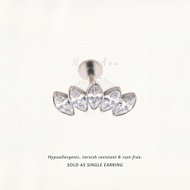 Nora Ana Five Marquise Curve Threaded Stud Flatback Earring Titanium ASTM-F136 Surgical Implant Grad