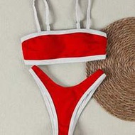 Polovedo Official New Arrival Spring/Summer Casual Sexy White & Red Contrast ชายหาด Vacation Party W