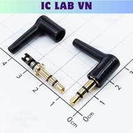 [3 Pieces]- Audio Jack 3.5mm Male 3 Pole Solder Perpendicular Wire Ic Lab VN