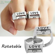 MAYWI Love Ring, Silver Adjustable Mood Ring, Creative Fidget Rotatable Rotatable Mood Control Ring 