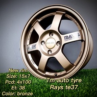 Rays Te37 New rim 15x7 4x100 ET38 Bronze TM Auto Tyre Service Johor Baru