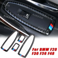 For BMW F20 F30 F34 F36 F48 1 3 4 Series Accessories Carbon Fiber Car Door Window Switch Frame Cover
