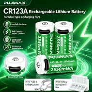 PUJIMAX CR123A 3V Rechargeable Lithium Batteries 2550mWh Fast Charge Type-C Portable Battery